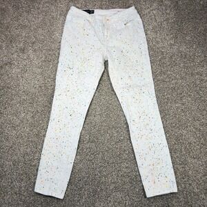 Armani Exchange Women White Paint Splatter Cropped Skinny Jeans Size 29 Multi‎